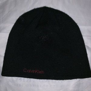 Calvin Klein Black And Red Beanie Hat.